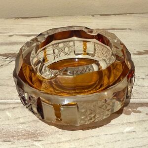 Vintage MCM Art Deco Glass Ashtray **see description